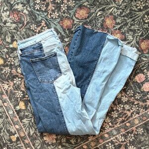 Altar'd State Two-Tone Blue Flare Jeans